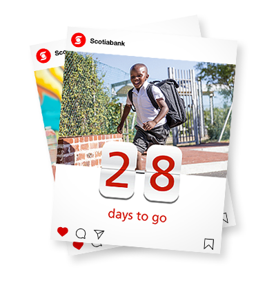 Scotiabank Instagram posts with back to school countdown and boy running