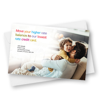 Back of direct mail piece for Scotiabank balance transfer offer